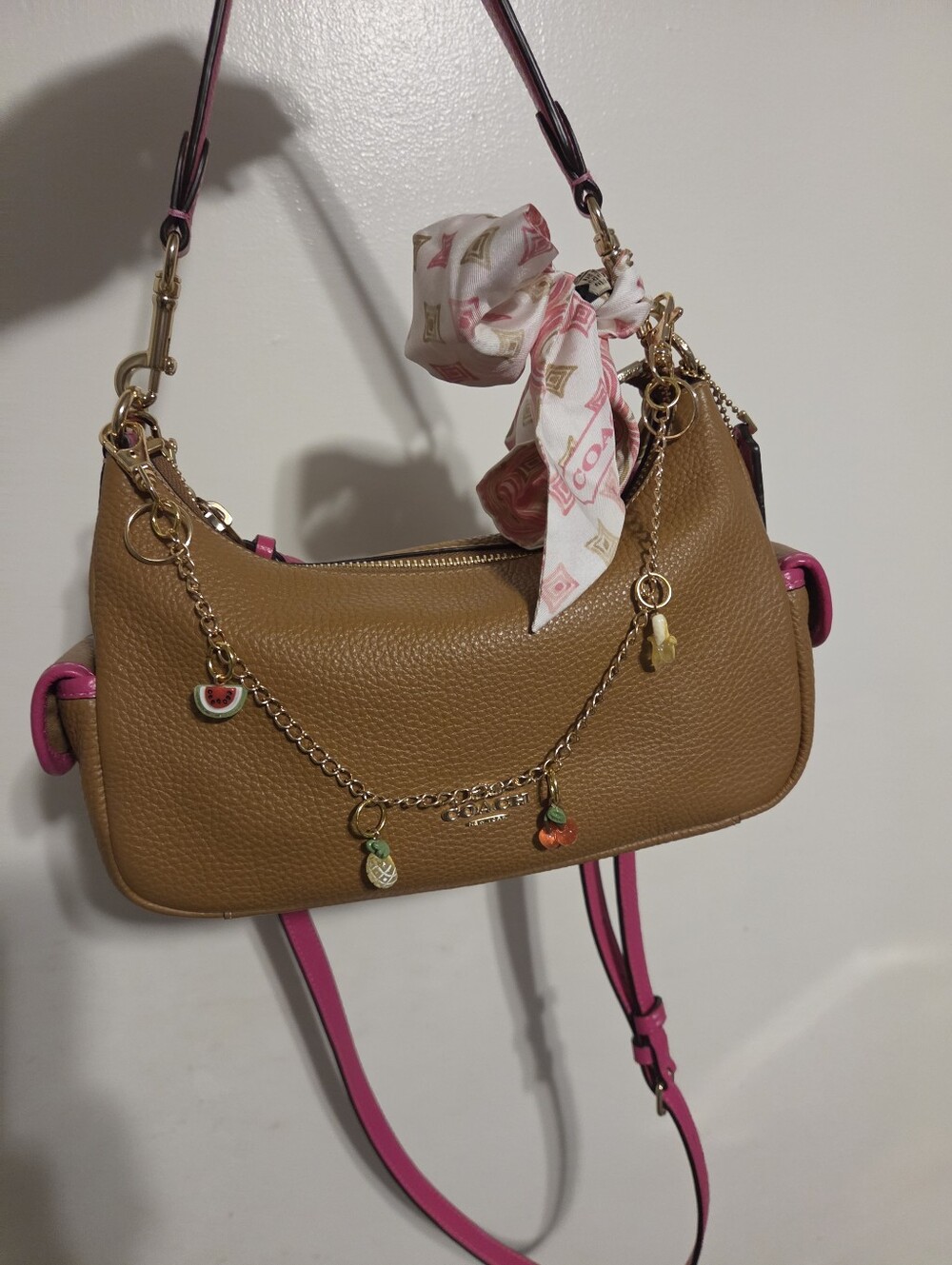 Coach Pennie Baguette Hobo Pebbled Leather Satchel Bag